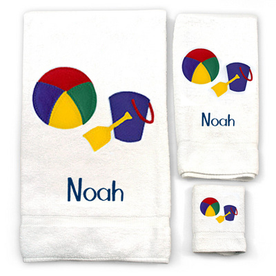 Boy's 3-Piece Beach Ball and Pail Towel Set